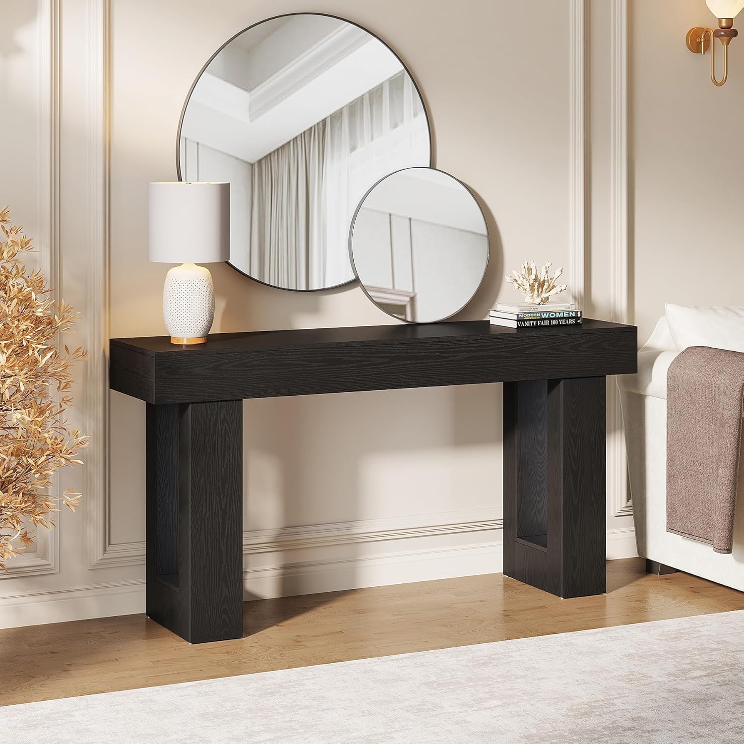 Wooden Sofa Table, 63-Inch Console Table For Entryway