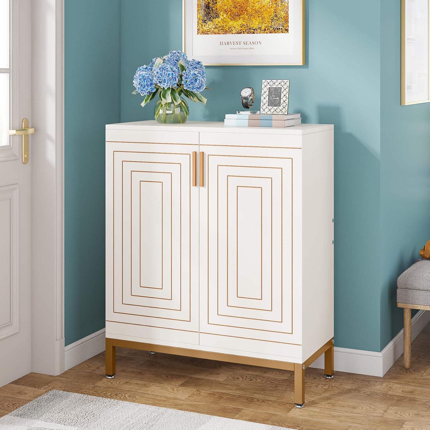 31.49" Shoe Cabinet with Doors for 20 Pairs, 5 Tier Modern Freestanding Shoe Storage Organizer