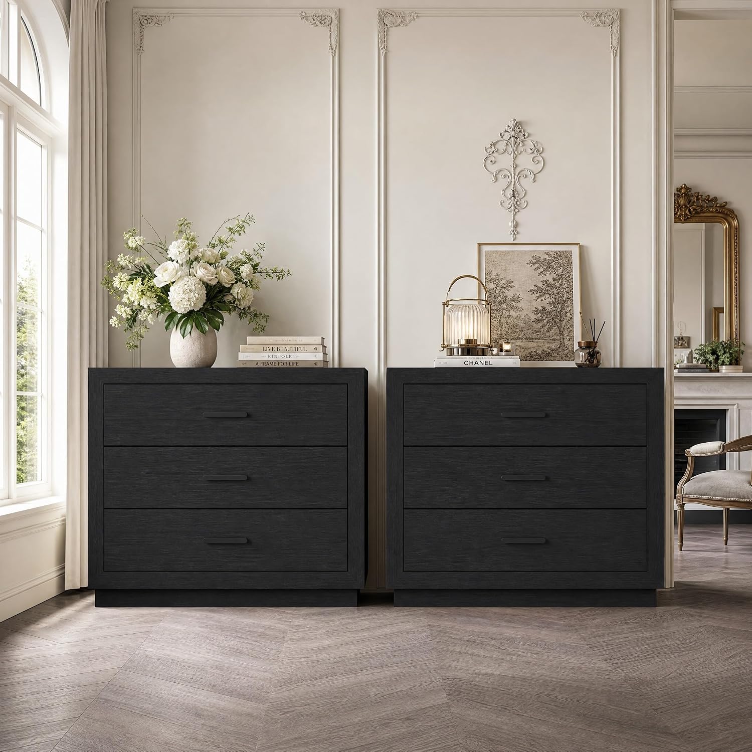 31.5" Large Nightstand, Oversized Bedside Table with 3 Drawers for Bedroom