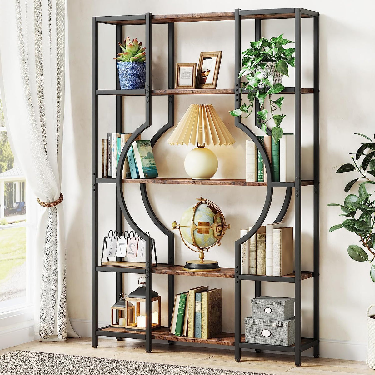 Tribesigns 5-Tier Bookshelf, Industrial Tall Bookcase Book Shelf