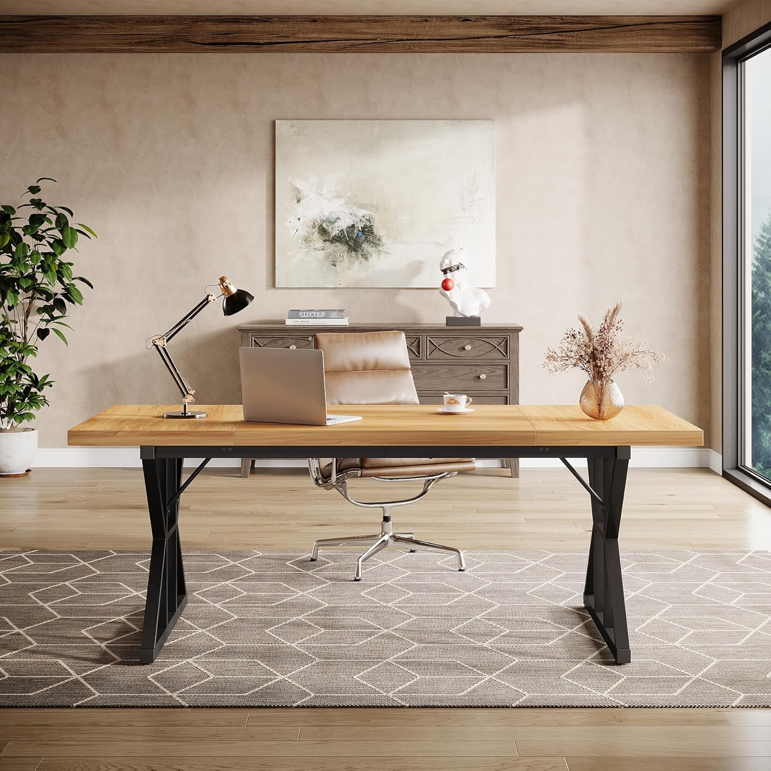 Tribesigns 70.86" Executive Desk, Industrial Style Computer Desk for Home Office