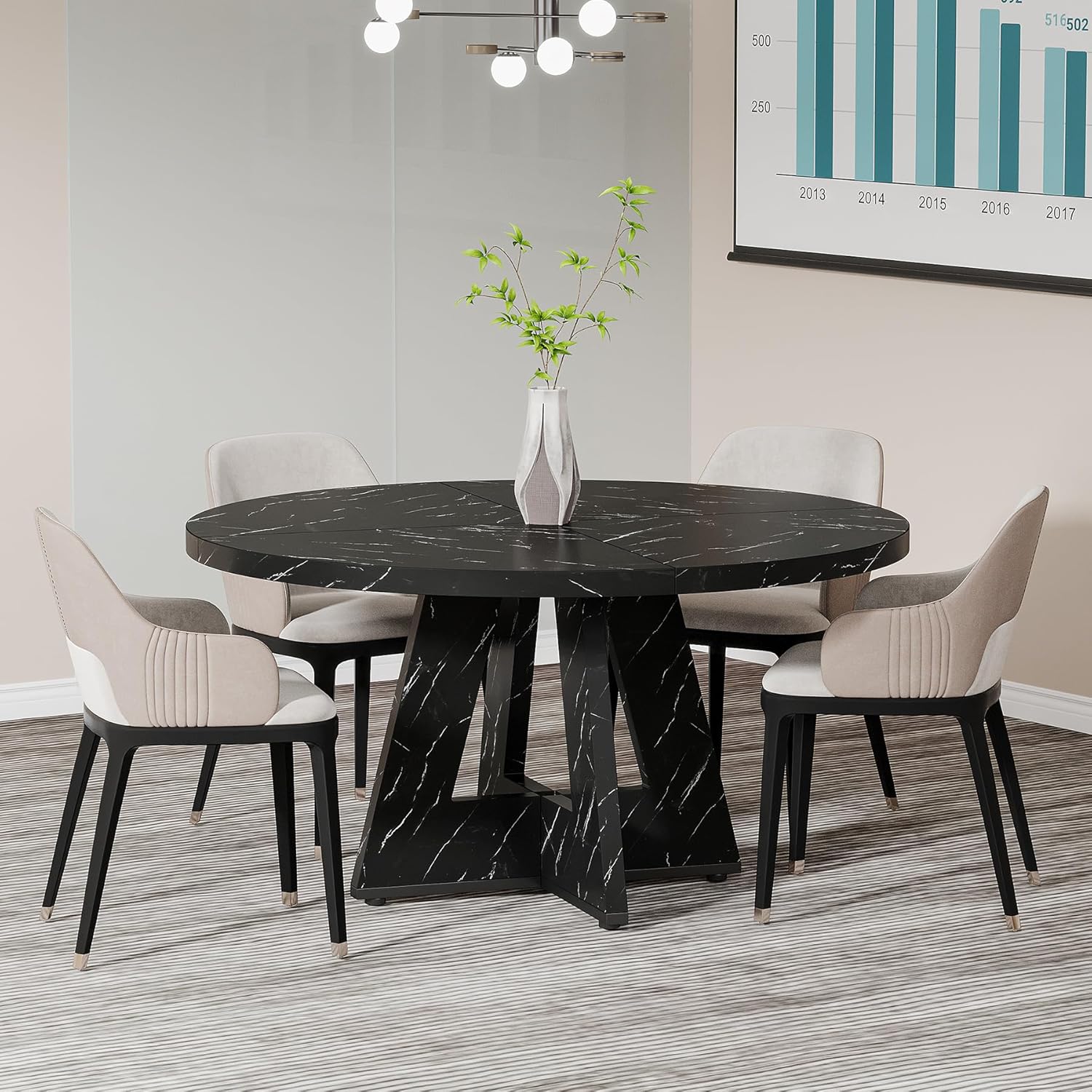 Tribesigns 47-Inch Round Conference Table for 4-6 People, Wooden Base and Thickened Top
