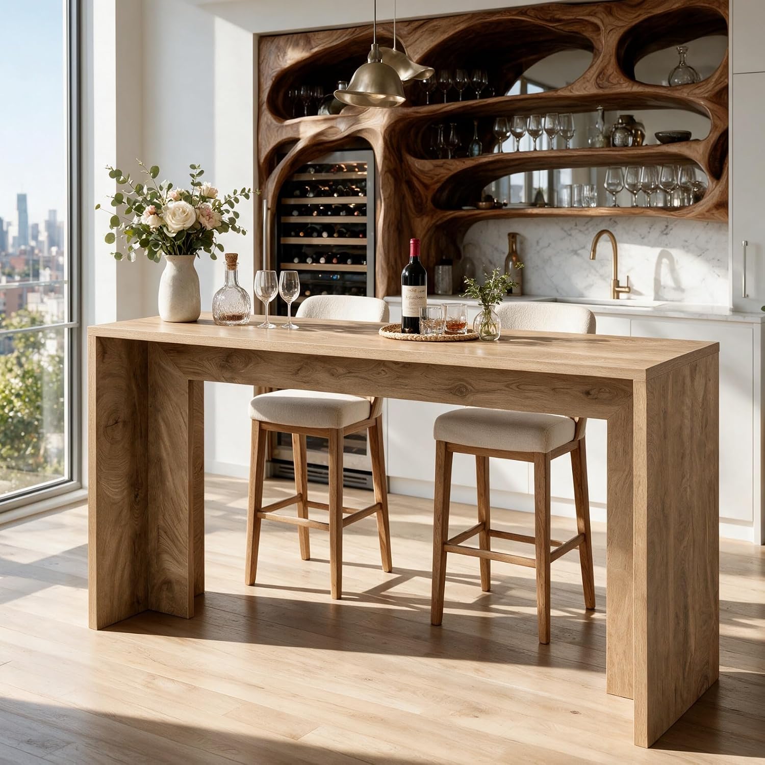 55" Long Narrow Bar Table, Bar Height Table for 2–4 Person