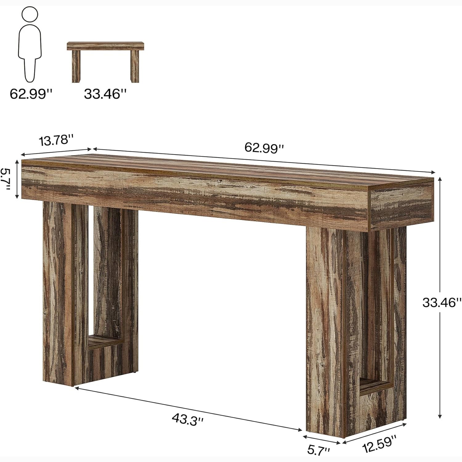 Tribesigns 63-Inch Console Table, Farmhouse Wooden Sofa Table