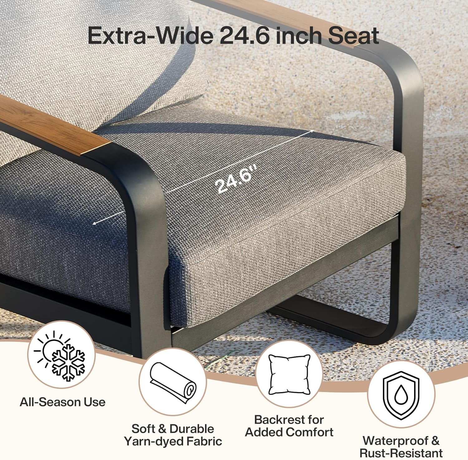 5-Piece Patio Furniture Set Outdoor Conversation Sets with Sofas & Coffee Table & Side Table