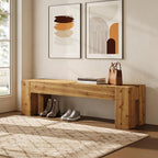 63" Entryway Bench, Solid Wood Bench Heavy Duty TV Stand Media Consoles