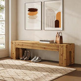 63" Entryway Bench, Solid Wood Bench Heavy Duty TV Stand Media Consoles 3