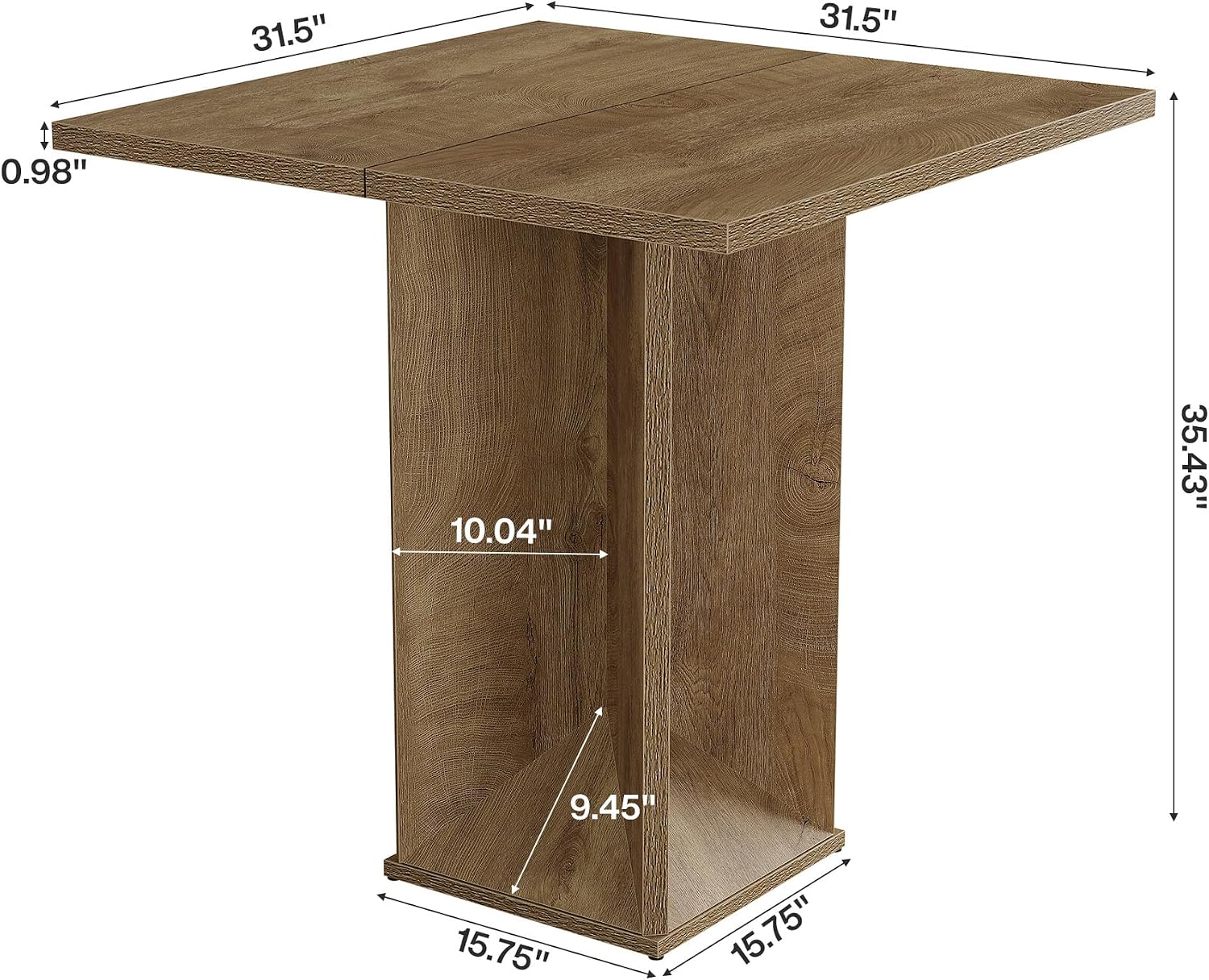 31" Square Bar Table, Home Bar Counter Height Pub Bistro Table