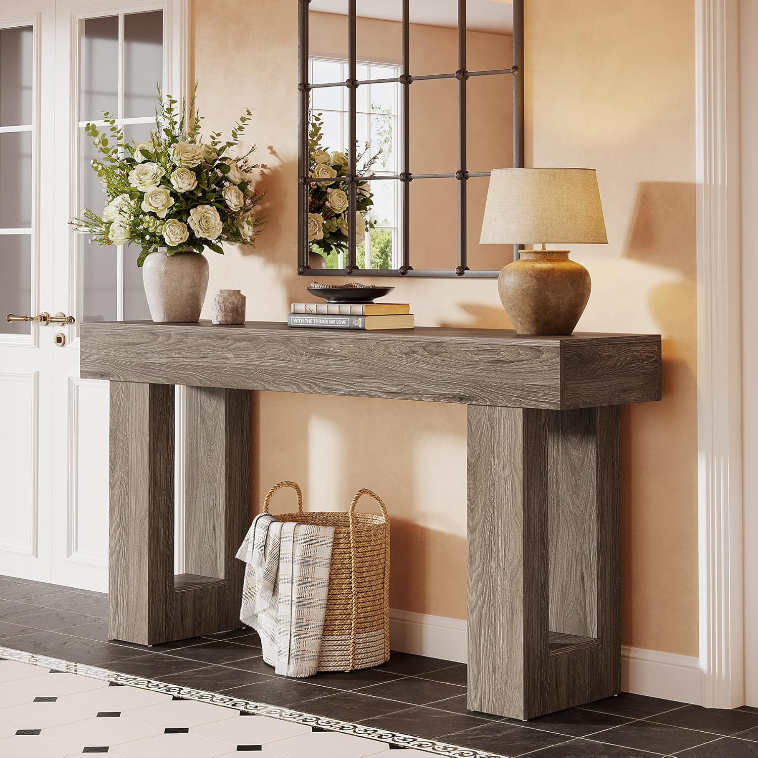 Tribesigns 63-Inch Console Table, Farmhouse Wooden Sofa Table