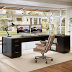 85.8" Executive Desk, L-Shaped Office Desk Computer Desk with File Drawers