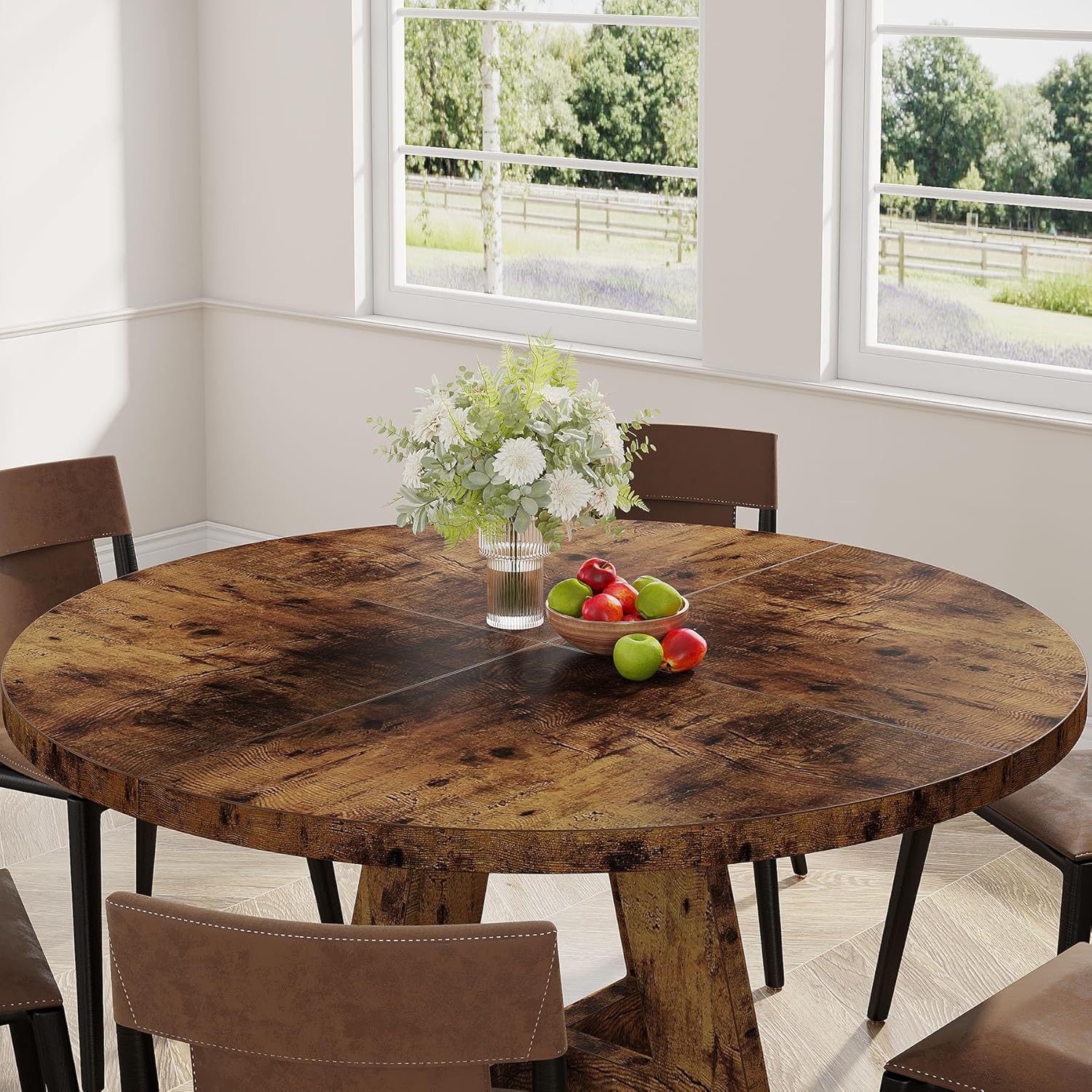 Tribesigns 47 Inch Round Dining Table, Farmhouse Kitchen Table for 4-6