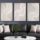 3-Piece 24x36" Modern Abstract Wall Art, Silver Framed Canvas Prints 3