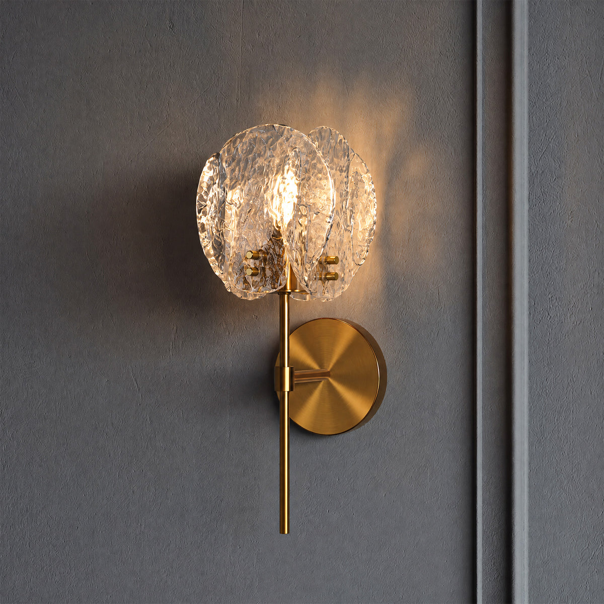 Tribesigns 15" Modern Wall Sconce, Bathroom Wall Light Fixture with Textured Clear Glass Shade