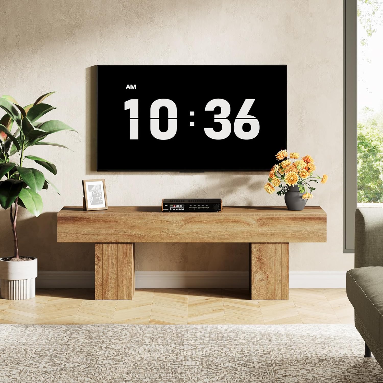 TV Stand for 55 Inch TV, Farmhouse Entertainment Center TV Console for Living Room