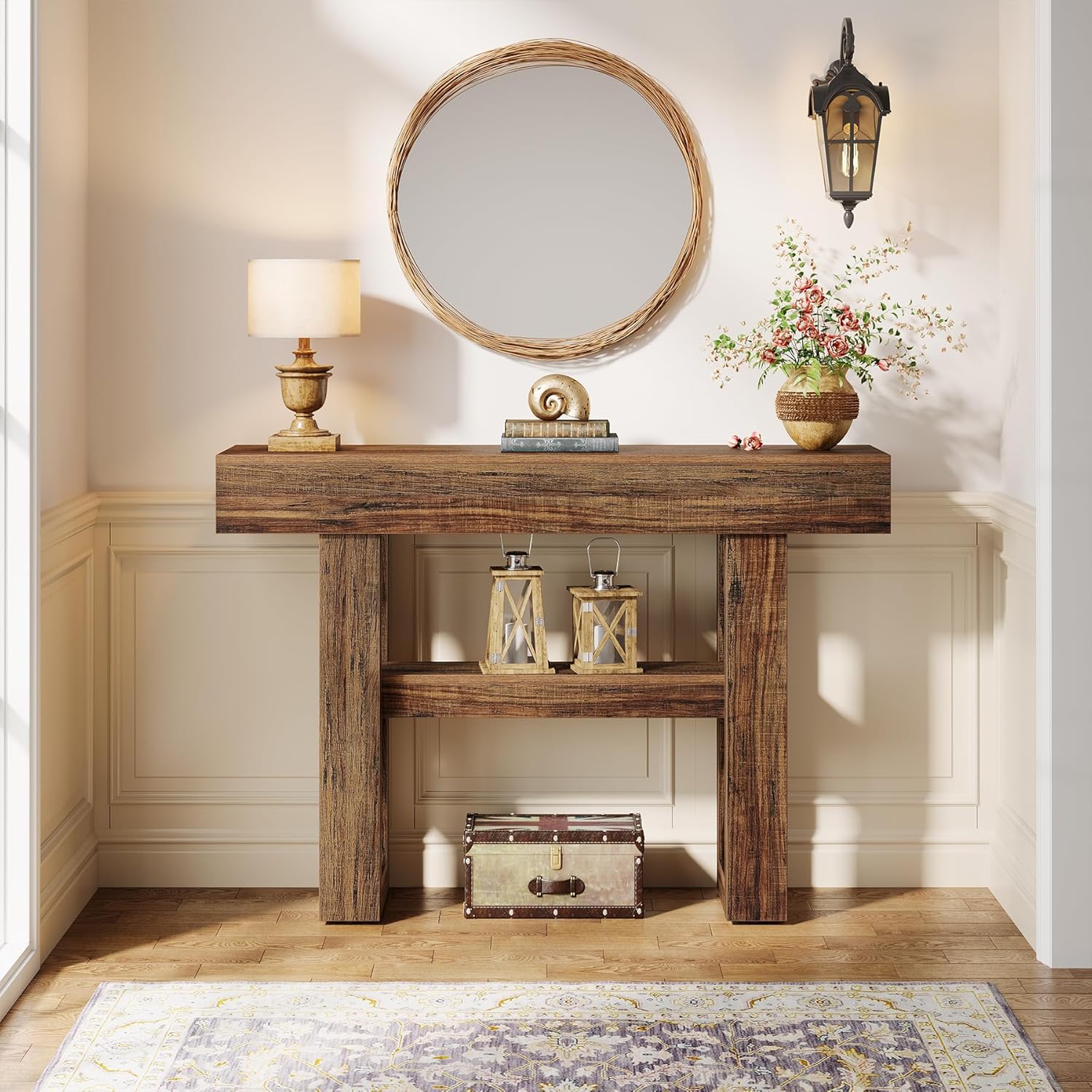 Tribesigns 41.34" Console Table, Rustic 2-Tier Storage for Entryway and Living Room