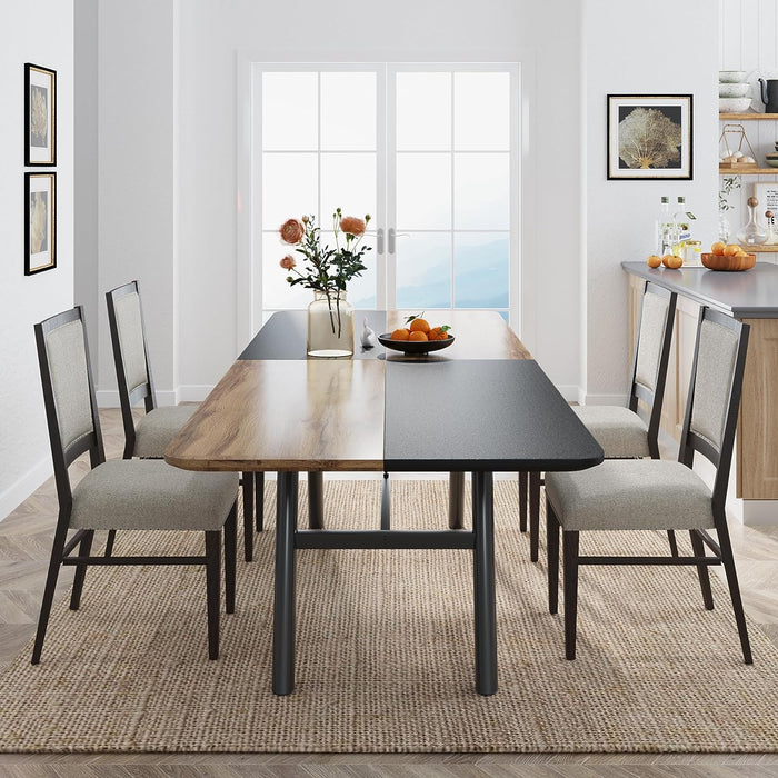 Industrial Dining Table, 70.86" Rectangular Kitchen Table for 6 to 8 People Tribesigns