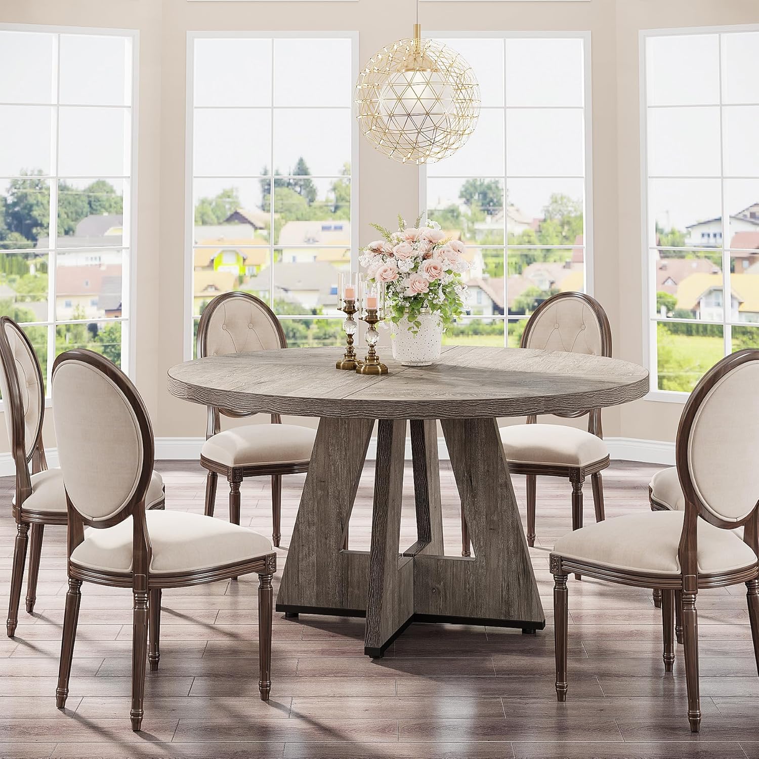 Tribesigns 47 Inch Round Dining Table, Farmhouse Kitchen Table for 4-6
