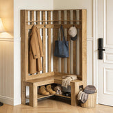70.8" L-Shaped Coat Rack, Corner Hall Tree with 4 Hooks & Shoe Storage 3