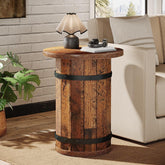 25.6" Tall End Table, Round Side Table Nightstand with Sturdy Base 3