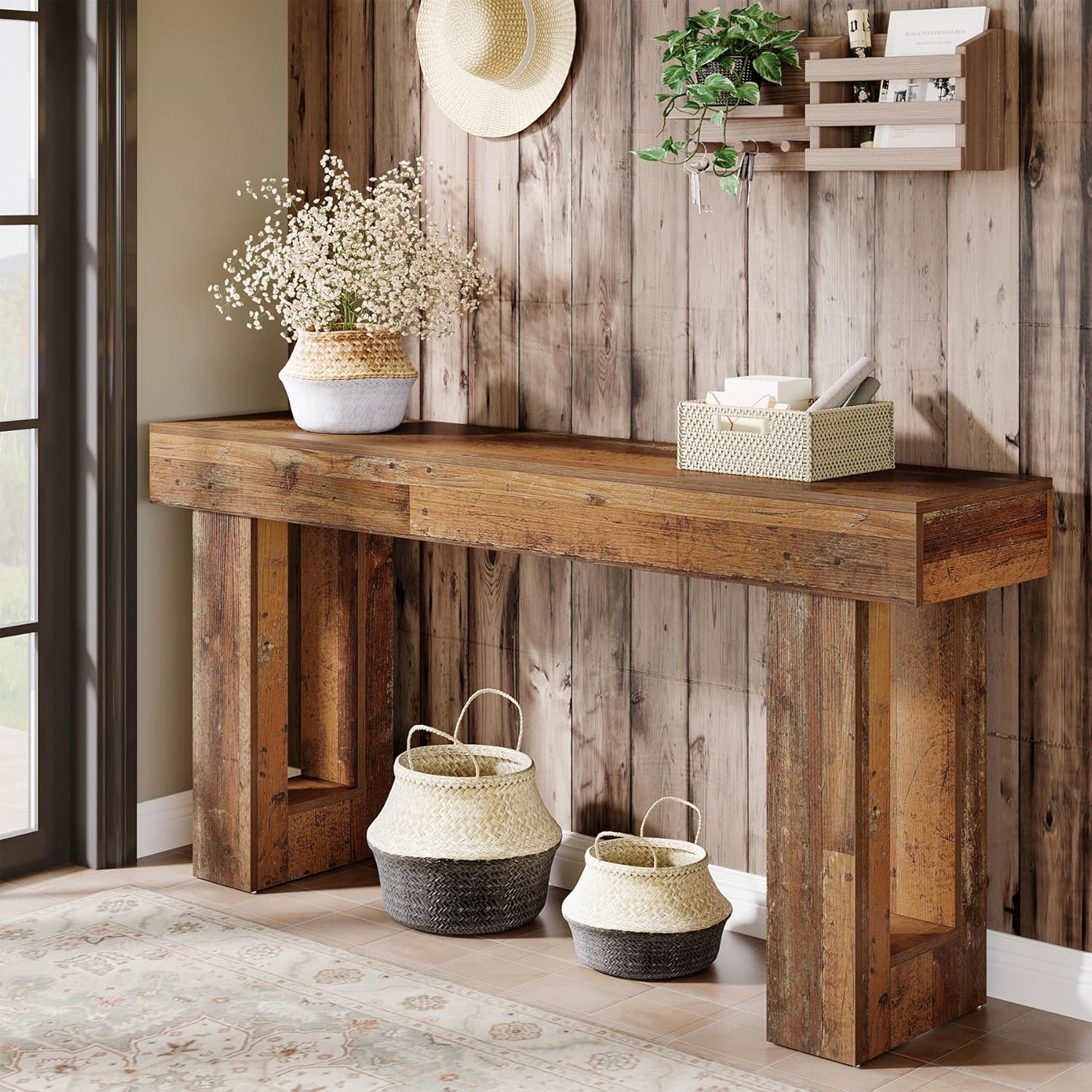Tribesigns 63-Inch Console Table, Farmhouse Wooden Sofa Table