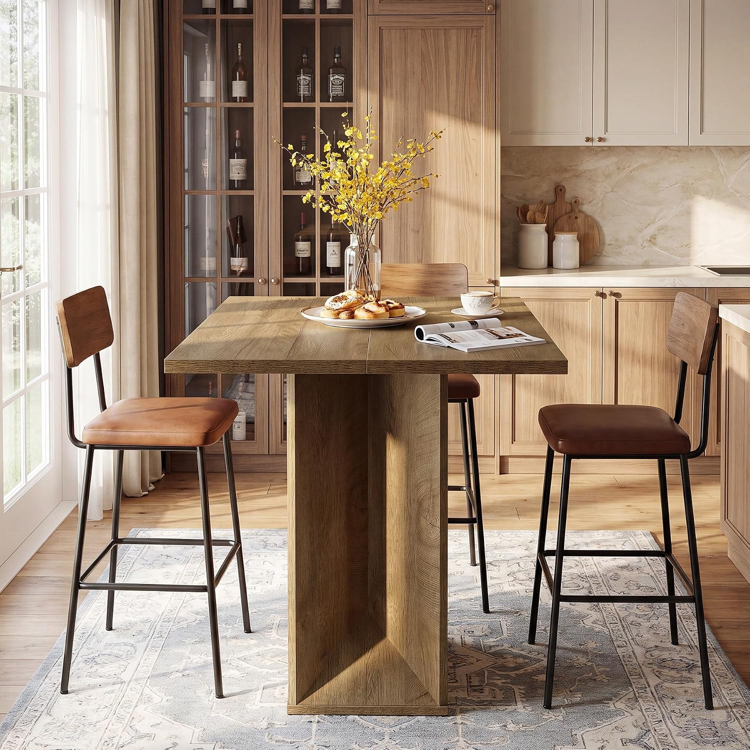 31" Square Bar Table, Home Bar Counter Height Pub Bistro Table