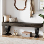 55" Entryway Shoe Bench, Industrial End of Bed Stool with Metal X-Shaped Legs