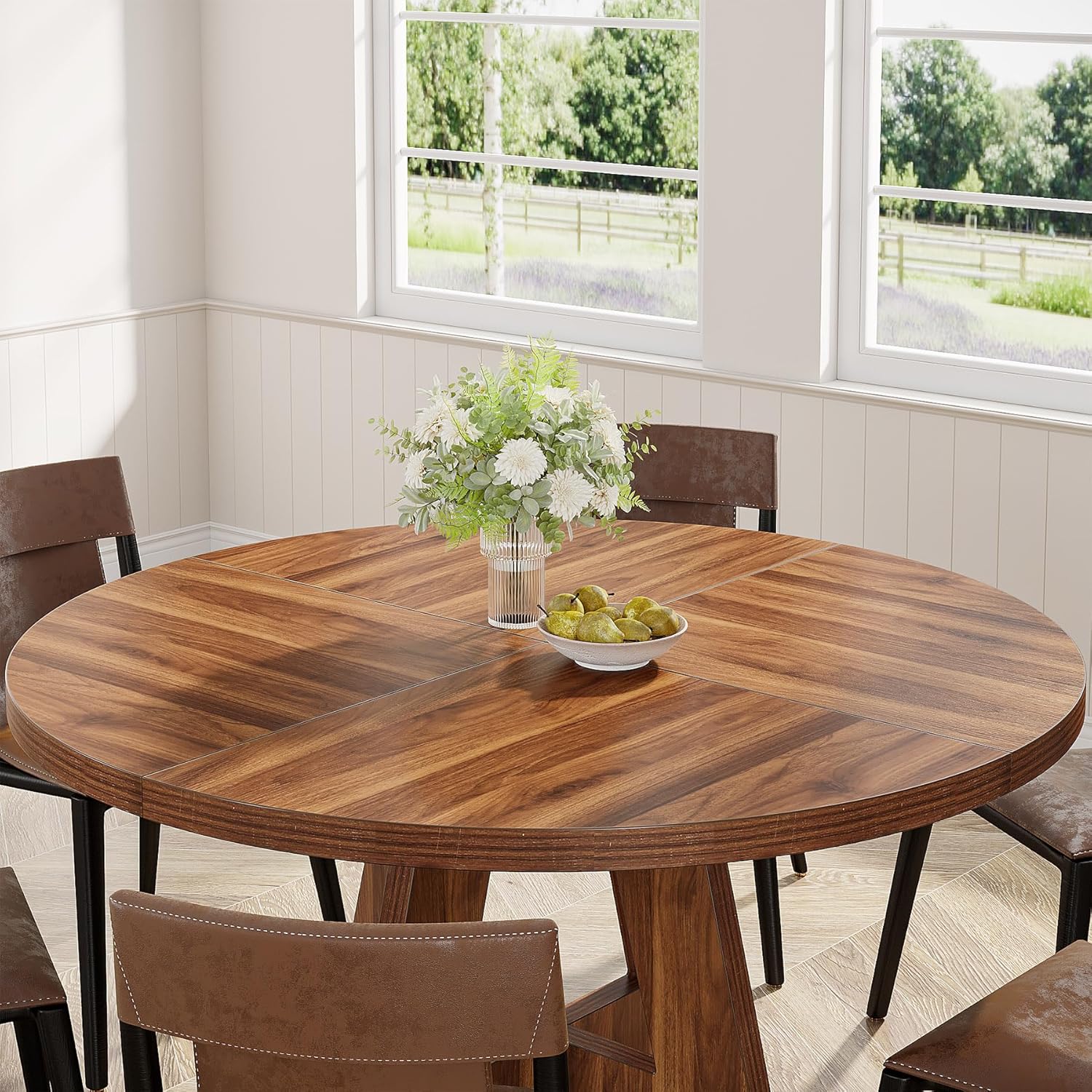 Tribesigns 47 Inch Round Dining Table, Farmhouse Kitchen Table for 4-6