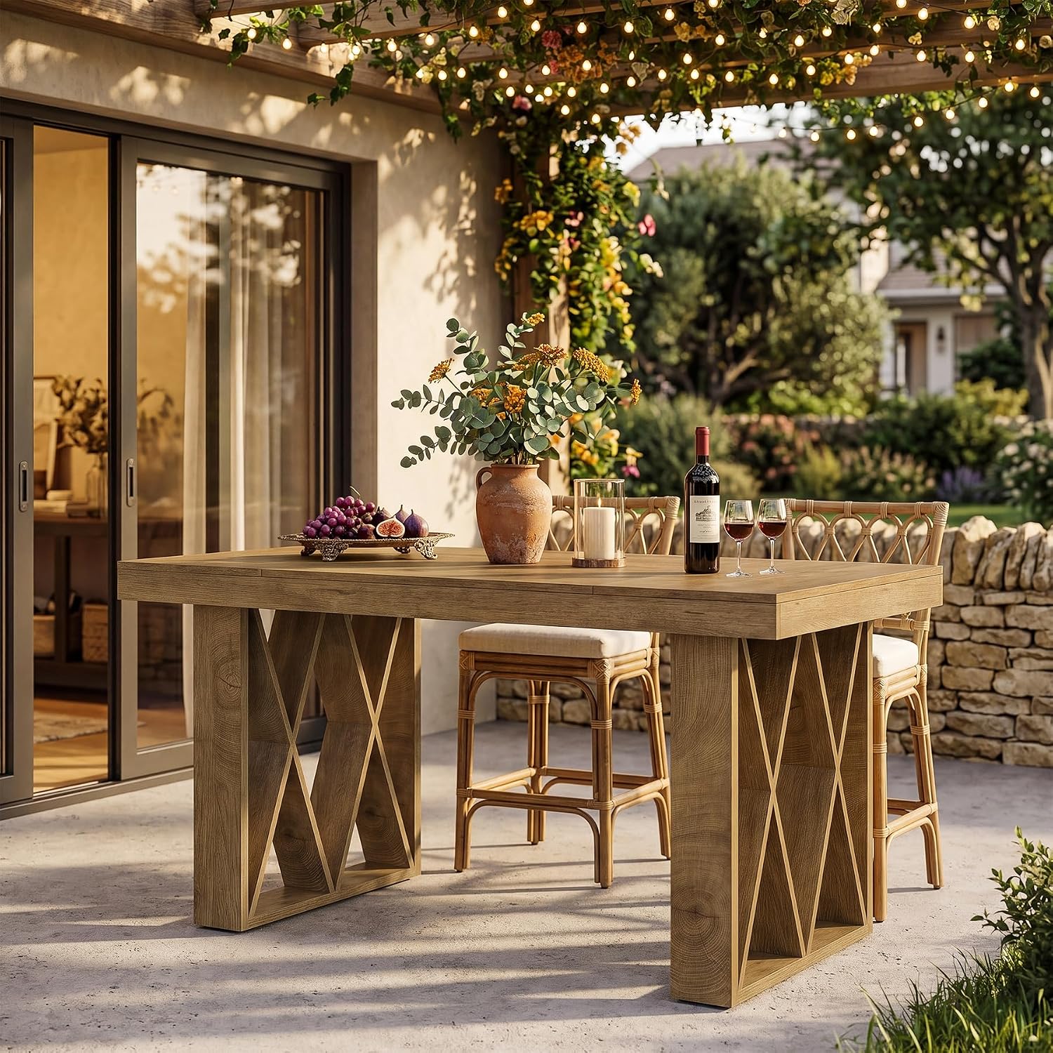 63" Rectangular Bar Table, Farmhouse Counter Height Pub Table