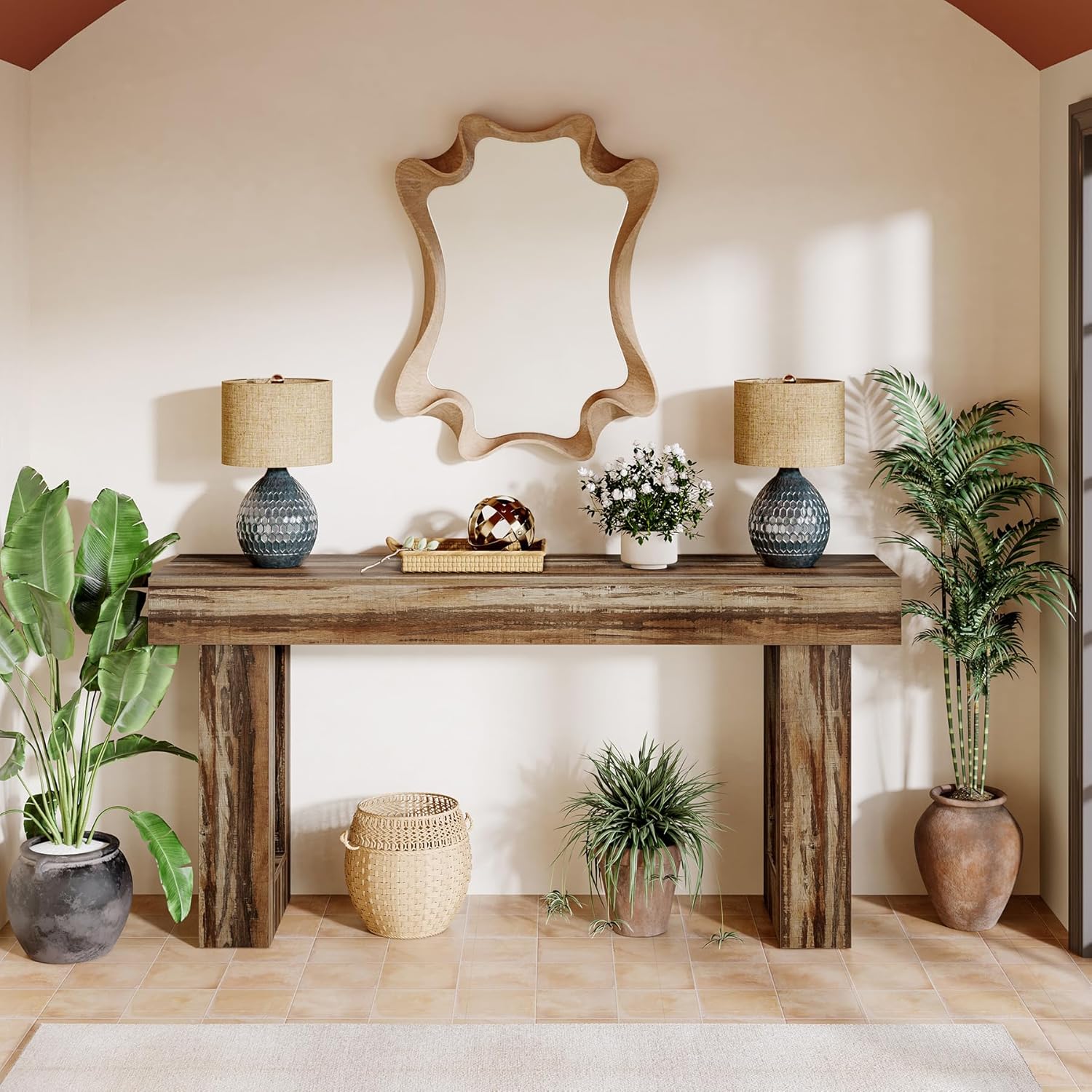 Tribesigns 63-Inch Console Table, Farmhouse Wooden Sofa Table