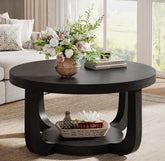 31.5" Coffee Table, Modern 2-Tier Circle Center Table with Storage 3