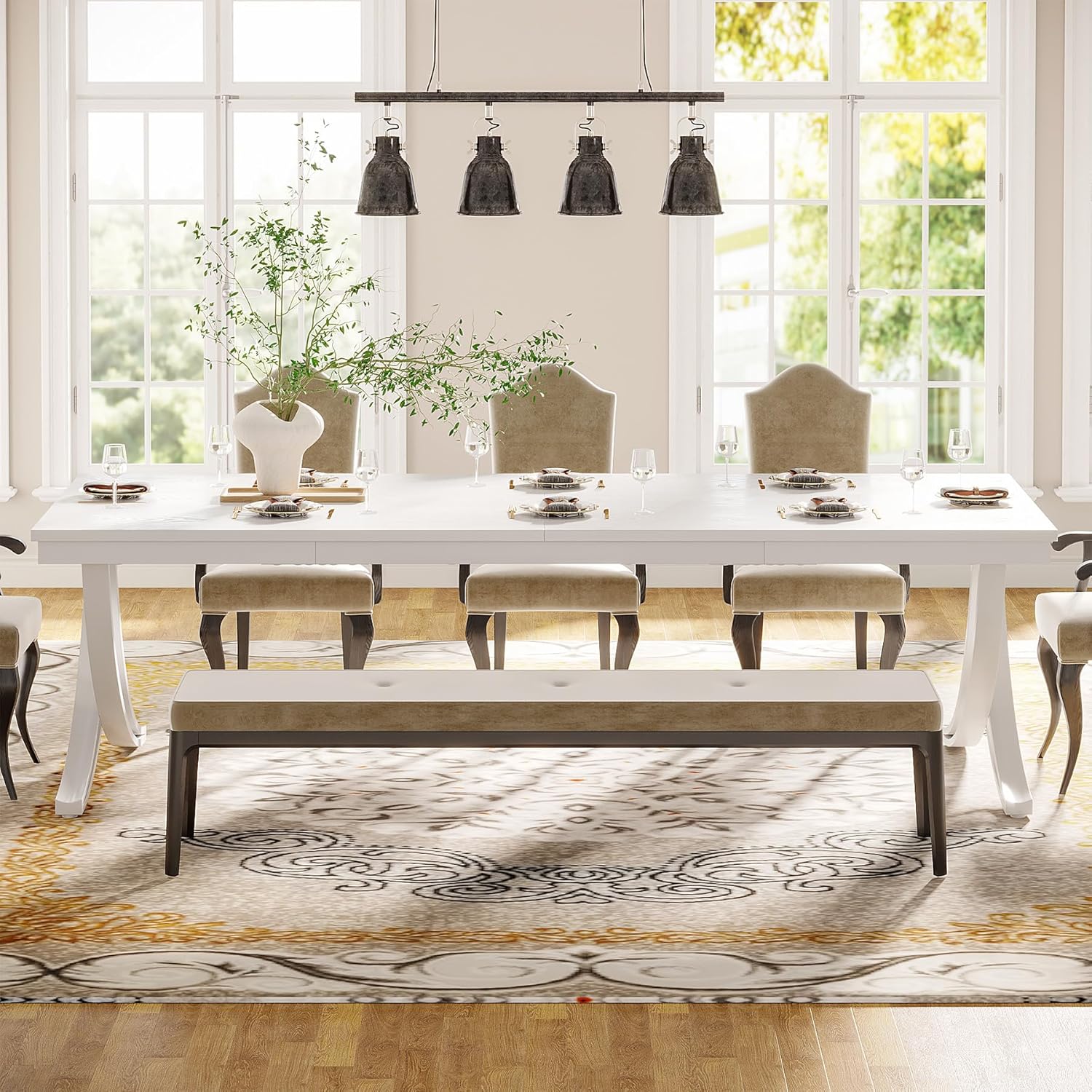 78.74“ Rectangular Dining Table for 6-8, Large Wooden Farmhouse Table