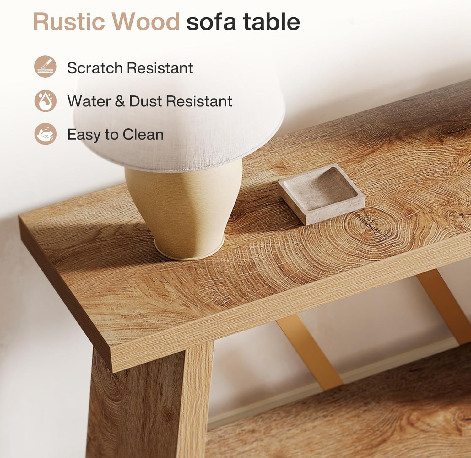 70.86" Extra Long Console Table, 2-Tier Wooden Sofa Table with Storage