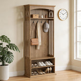 71" Hall Tree, Tall Coat Rack with 5 Hooks and 2-Tier Shoe Storage 3