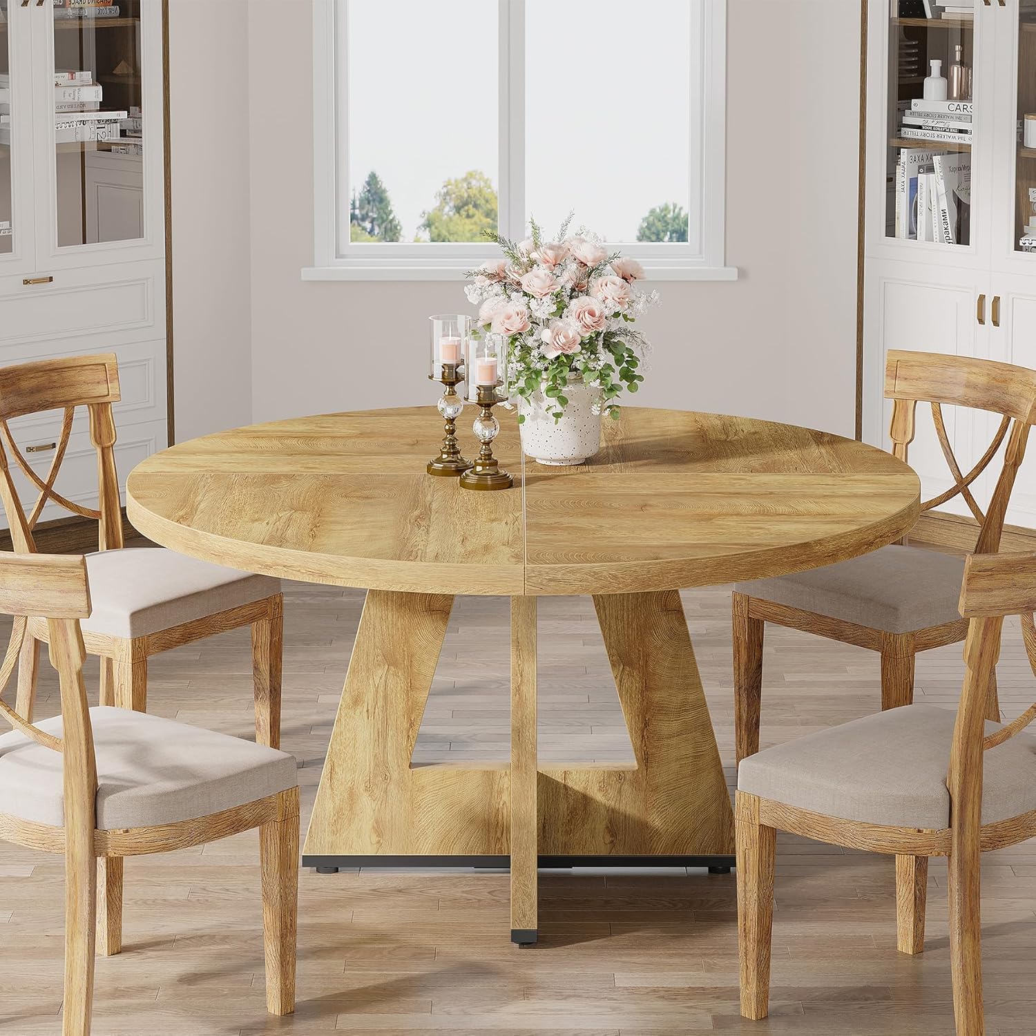 Tribesigns 47 Inch Round Dining Table, Farmhouse Kitchen Table for 4-6