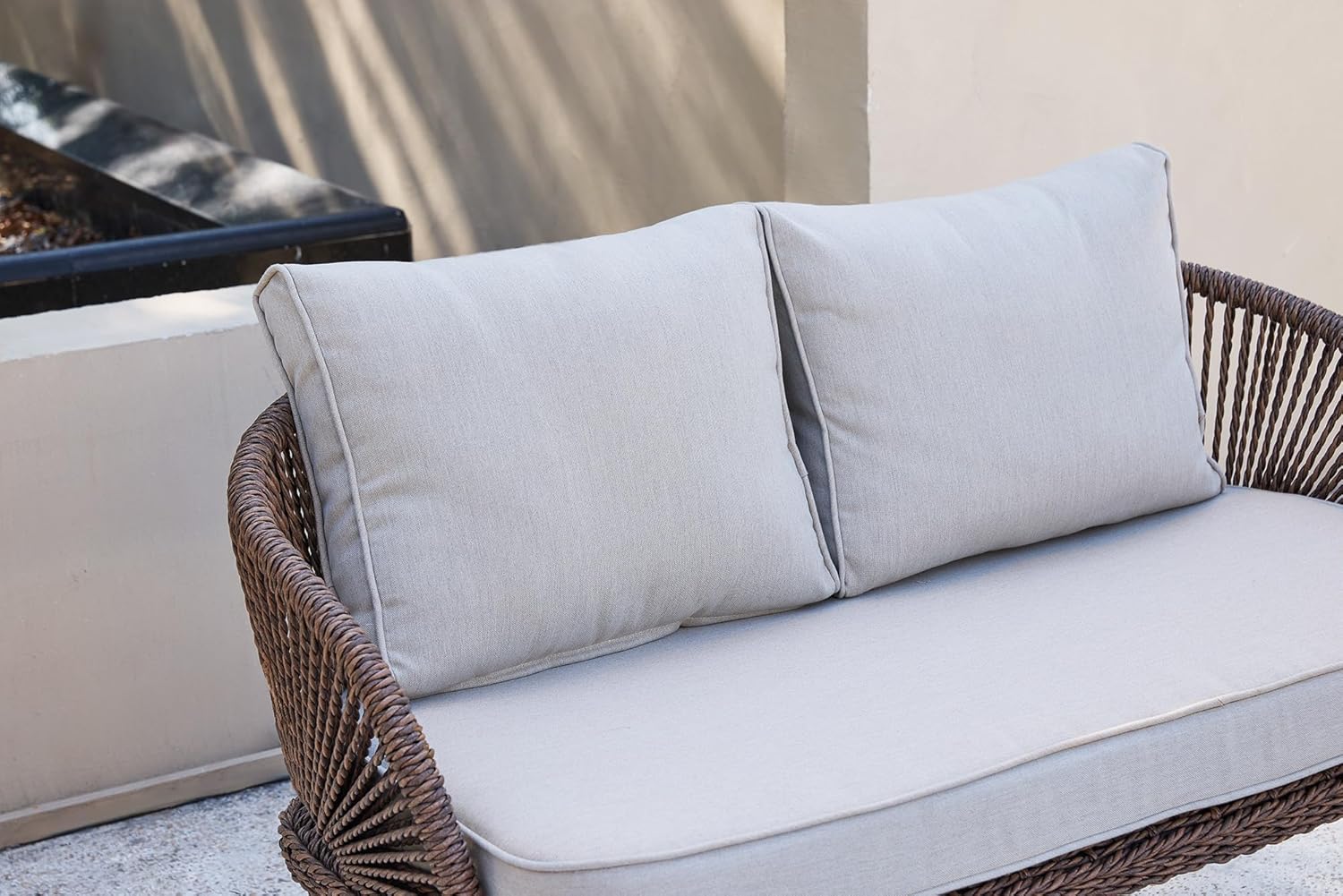 4-Piece Rattan Outdoor Patio Furniture Set with Removable Cushions and Coffee Table