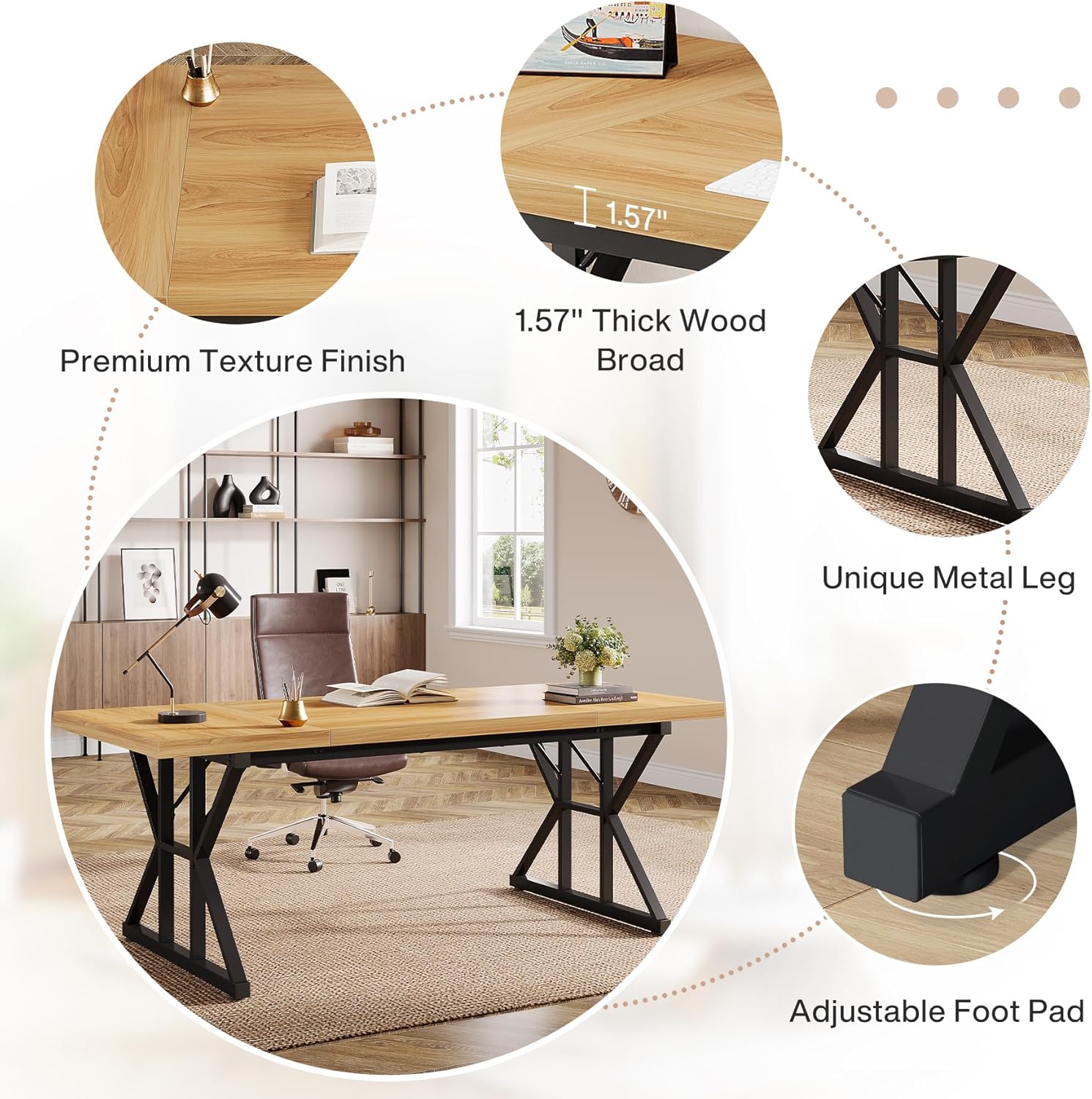 Tribesigns 70.86" Executive Desk, Industrial Style Computer Desk for Home Office