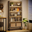 Tribesigns 70.8-Inch Tall Bookcase with LED Lights, 5-Tier Black Bookshelf Organizer