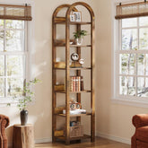 71" Narrow Bookshelf, 6-Tier Arched Bookcase Display Shelf Open Storage Rack 3