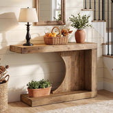 39.4" C-Shaped Console Table, Solid Wood Modern Entryway Accent Table for Living Room 3
