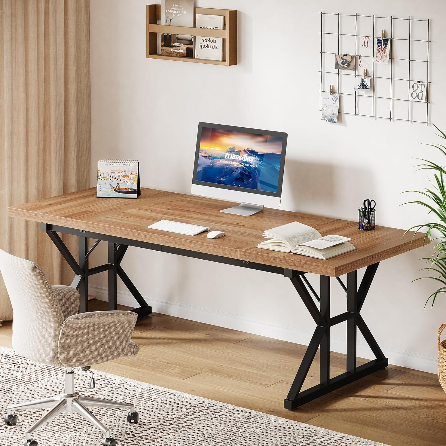 Tribesigns 70.86" Executive Desk, Industrial Style Computer Desk for Home Office