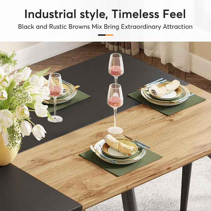 Industrial Dining Table, 70.86" Rectangular Kitchen Table for 6 to 8 People Tribesigns