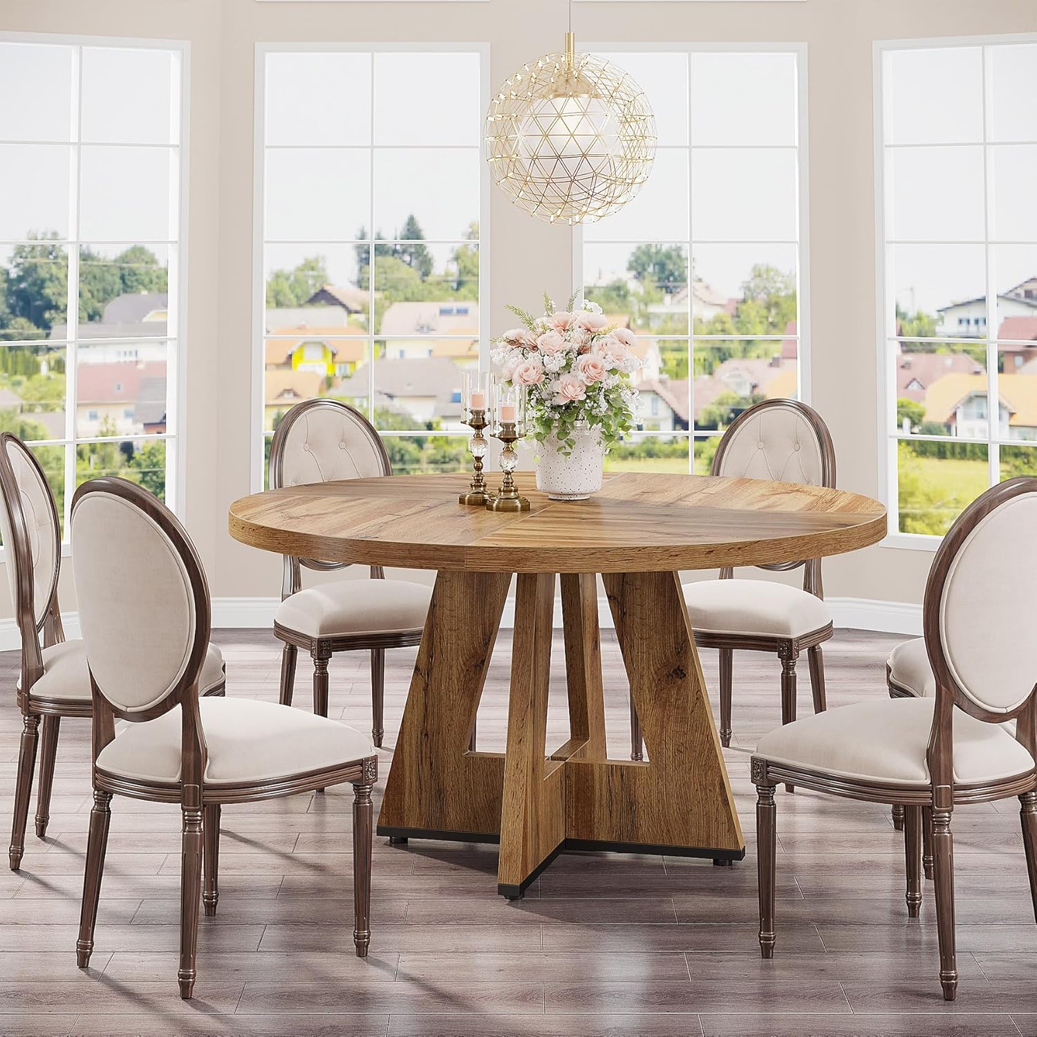 Tribesigns 47 Inch Round Dining Table, Farmhouse Kitchen Table for 4-6