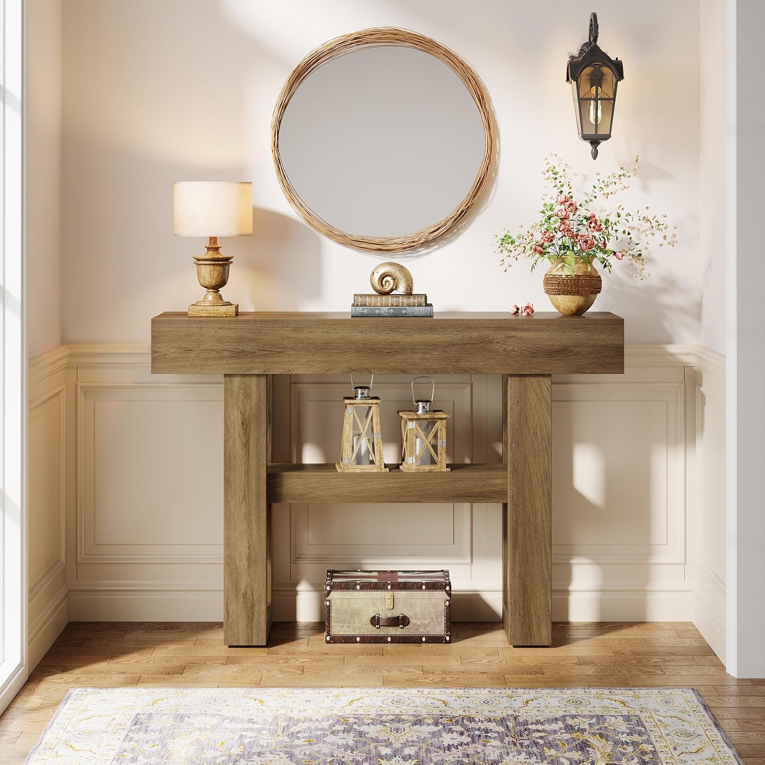 Tribesigns 41.34" Console Table, Rustic 2-Tier Storage for Entryway and Living Room