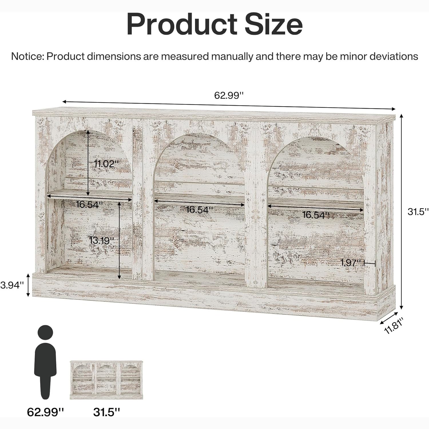 62.99“ Farmhouse TV Stand with Storage Cabinets, Media Console for Up to 65-Inch TV