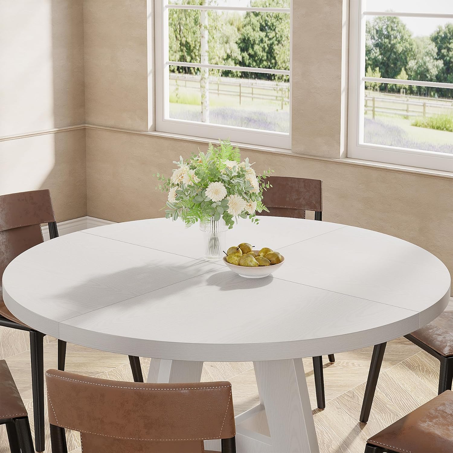 Tribesigns 47 Inch Round Dining Table, Farmhouse Kitchen Table for 4-6