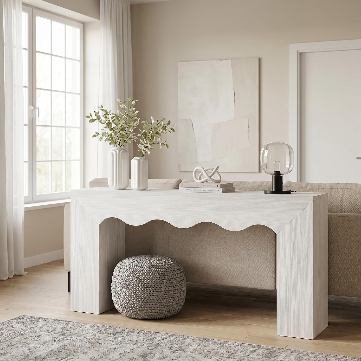 63" Console Table, Wooden Sofa Table Entryway Table with Storage