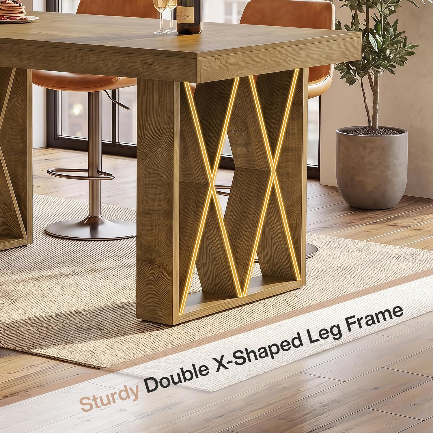 63" Rectangular Bar Table, Farmhouse Counter Height Pub Table