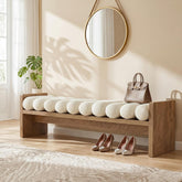 59'' Entryway Bench with Boucle Cushion, Upholstered Fabric End of Bed Bench for Hallway 3