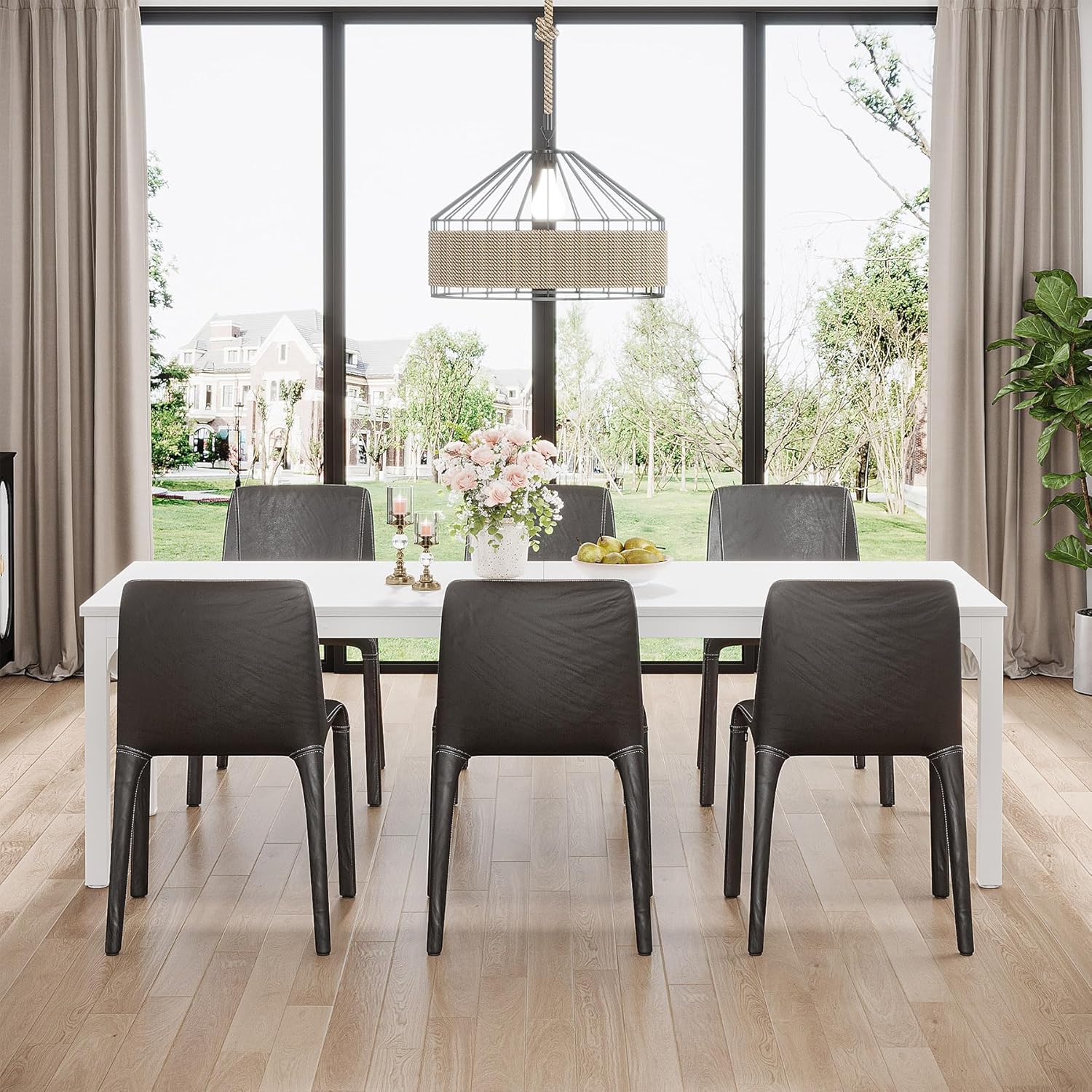 Tribesigns 78.7" Industrial Dining Table, Rustic Rectangular Wood Table with Metal Legs