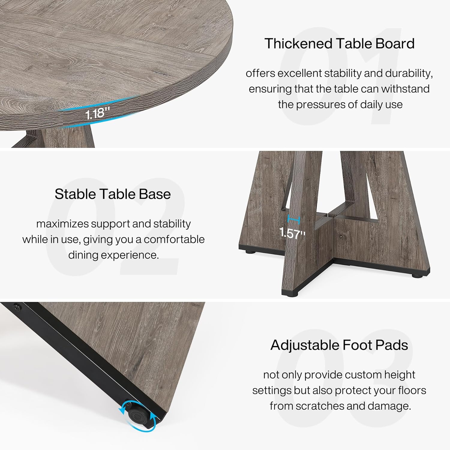 Tribesigns 47 Inch Round Dining Table, Farmhouse Kitchen Table for 4-6